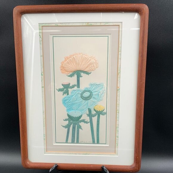 Vtg Island Designs Maine Embossed Watercolor Signed Chong Double Matted & Framed - Picture 1 of 8